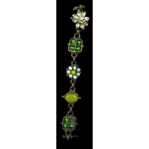 Vintage Franck Herval Green Cottagecore Floral Bracelet Made In France